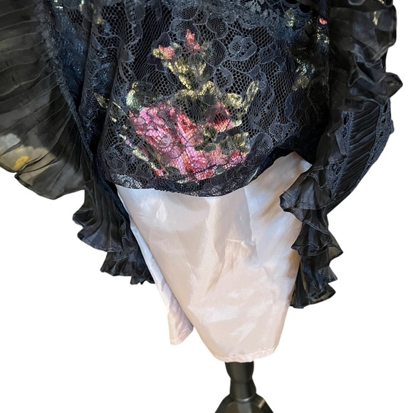 RARE Vintage 90s Y2K Sue Wong Sheer Lace & Velvet Floral Goth Witchy Vamp Dress - Picture 6 of 9